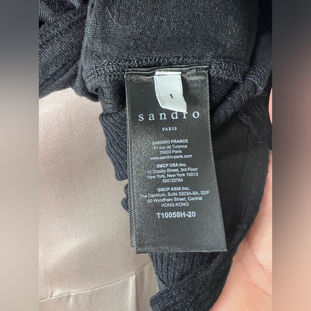 Sandro Paris Sheer Panel Black Blouse Sz1 - Picture 9 of 10